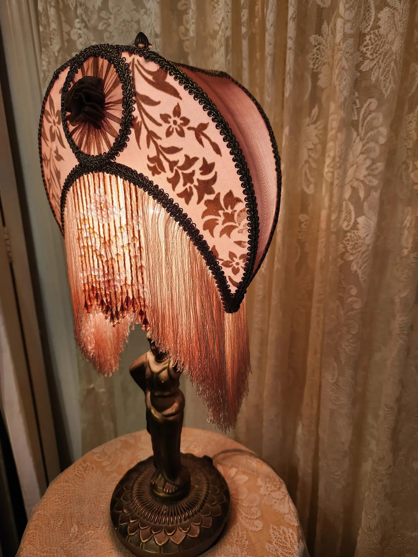 Goddess mini lamp with Half Moon silk lamp shade.