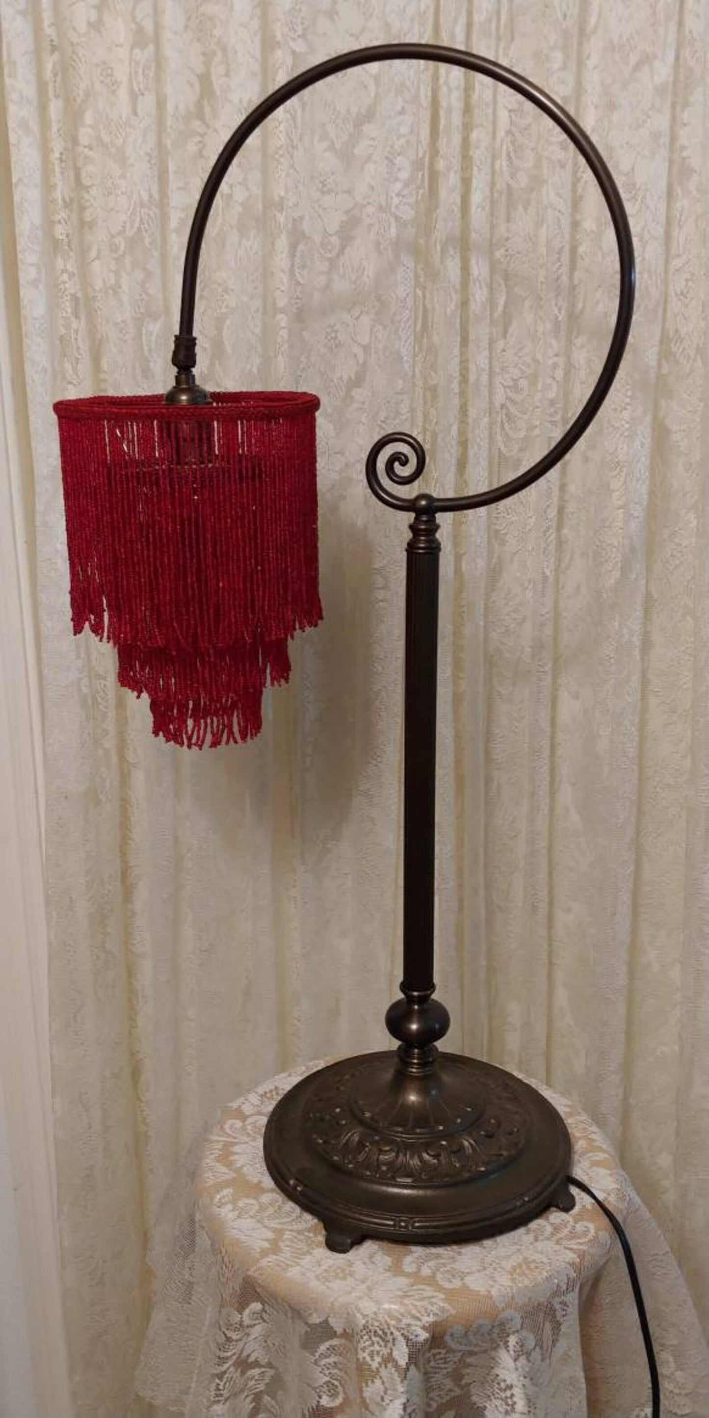 RED Glass All Bead Lampshade