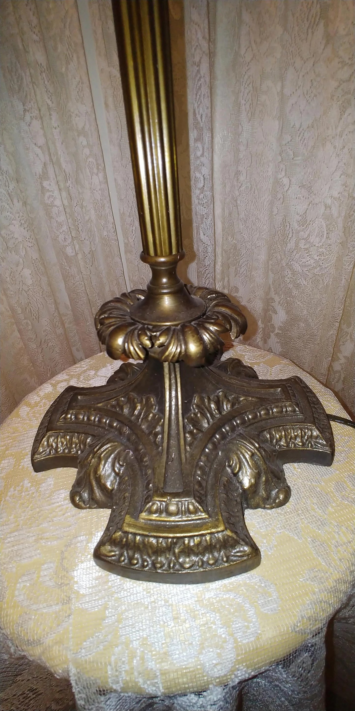 Vintage Parrott Table Bridge Lamp with Jewel tone All Bead Lamp shade