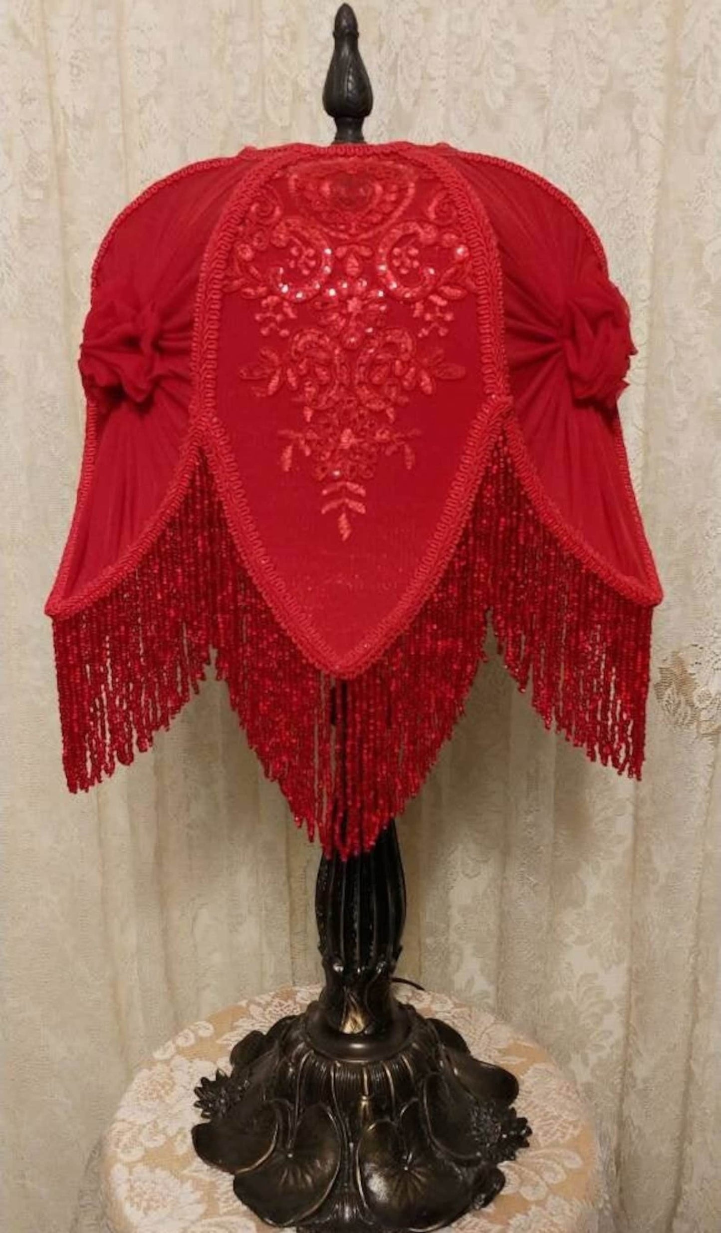 Red Vintage Style Lamp and Shade