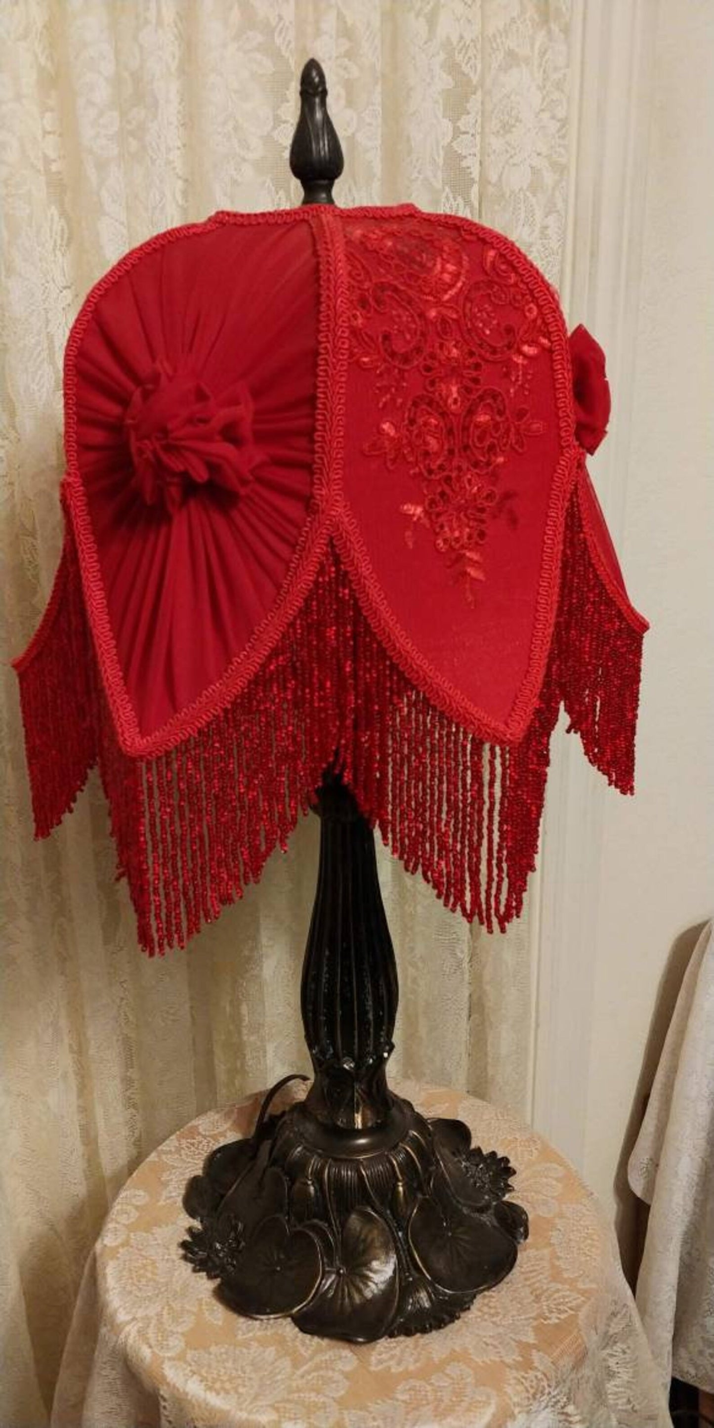 Red Vintage Style Lamp and Shade