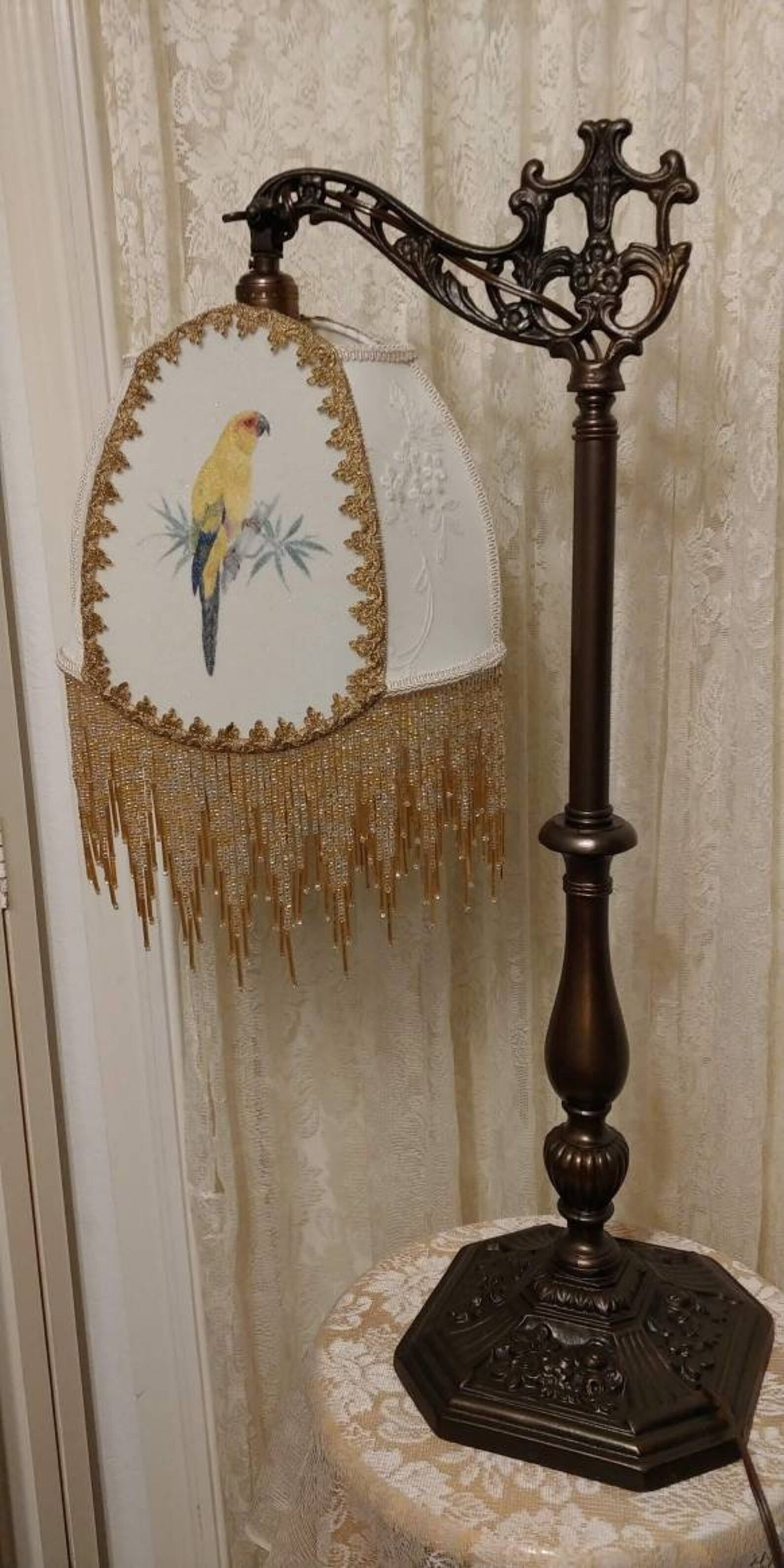 Golden Parrott Vintage Table Bridge Lamp and Shade