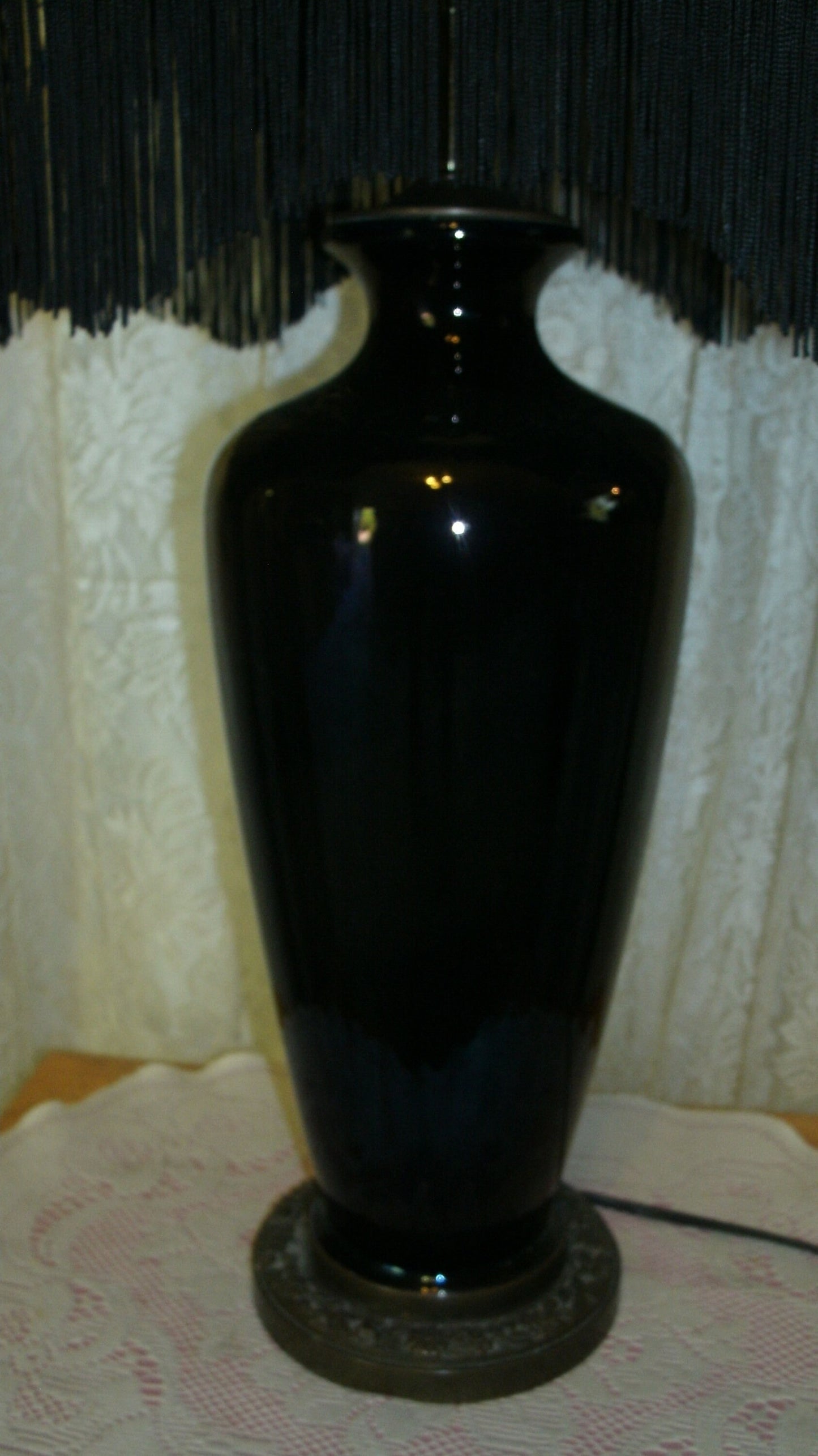 Vintage Blue Black Glass Table Lamp from Turn of the century