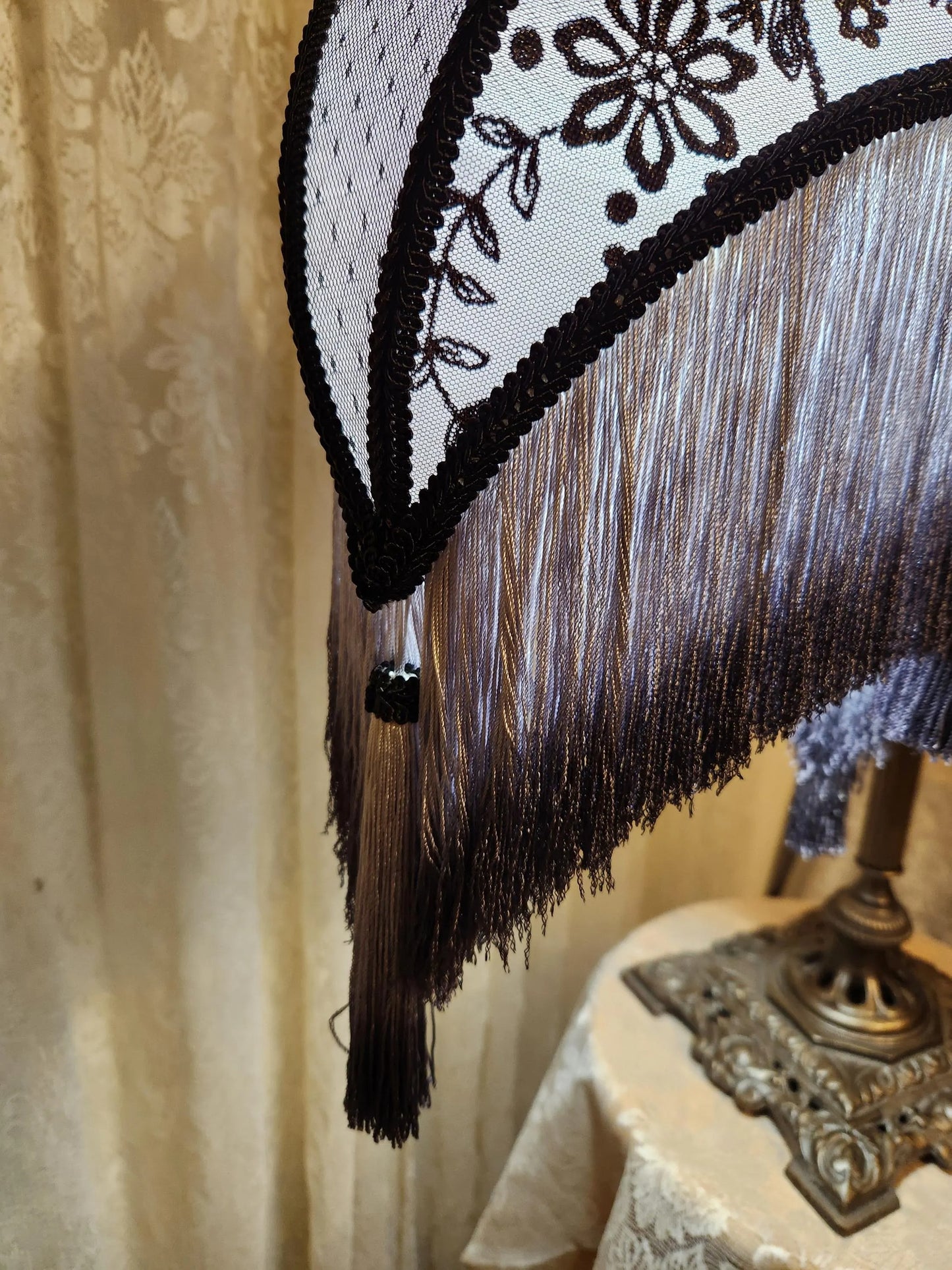 Half Moon Iamp shade on restored Parrot Arm Table Bridge lamp