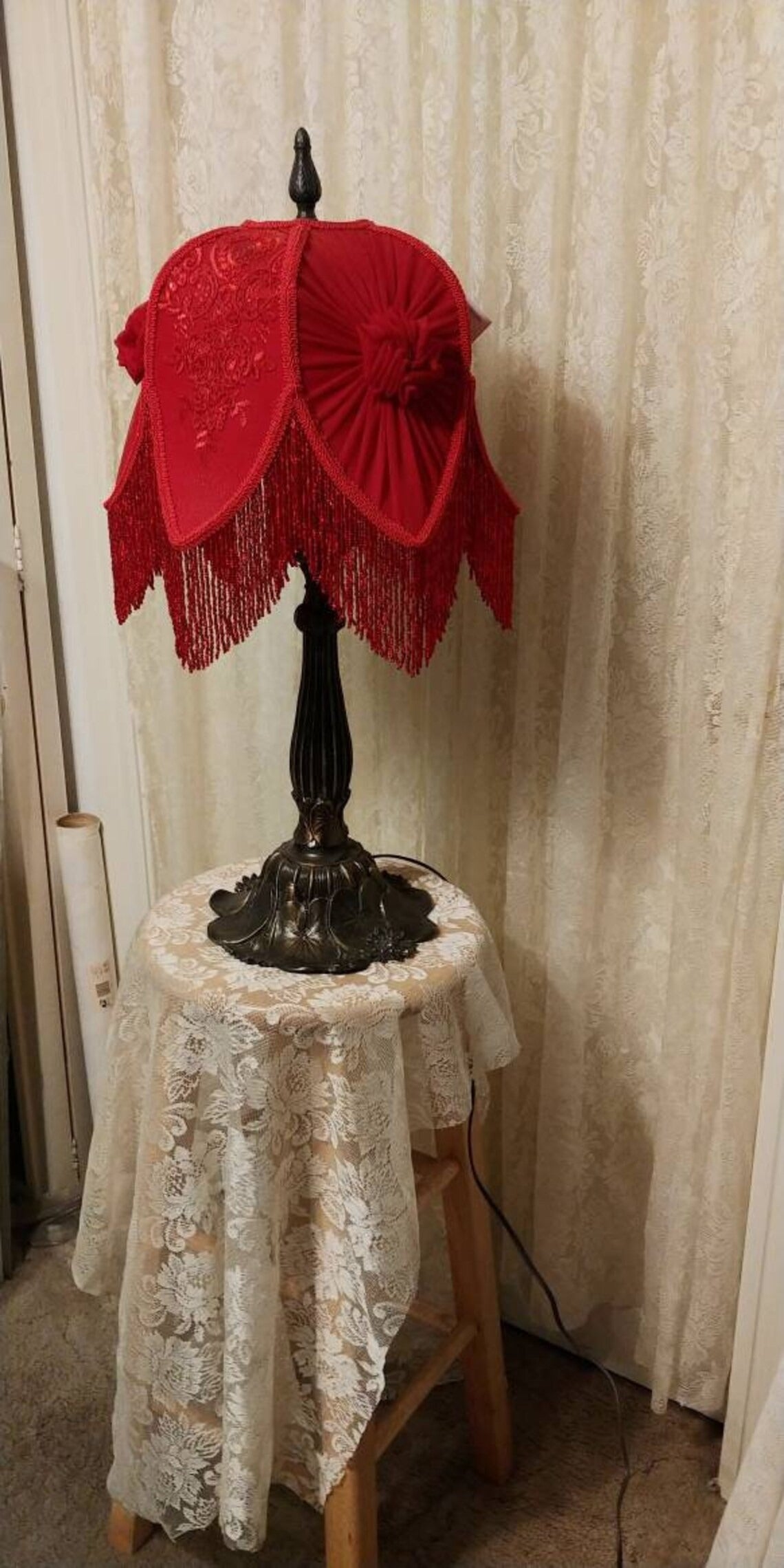 Red Vintage Style Lamp and Shade