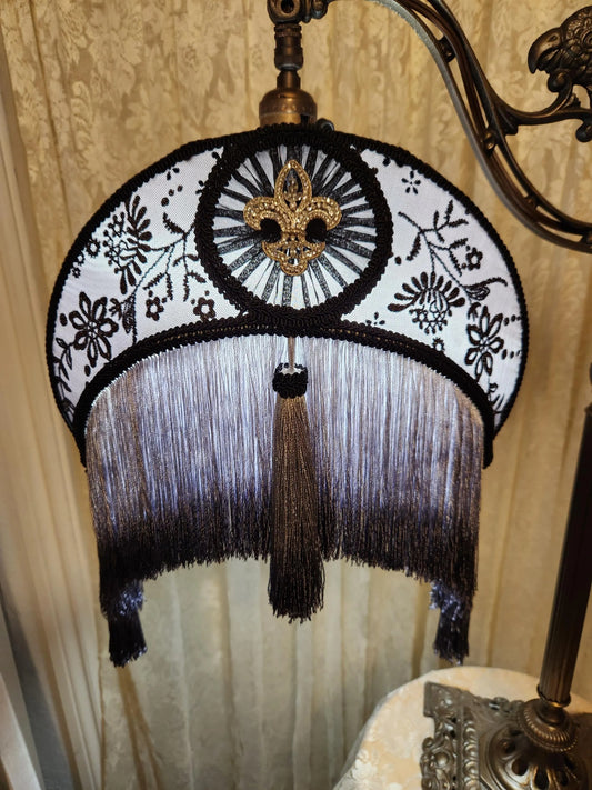 Half Moon Iamp shade on restored Parrot Arm Table Bridge lamp